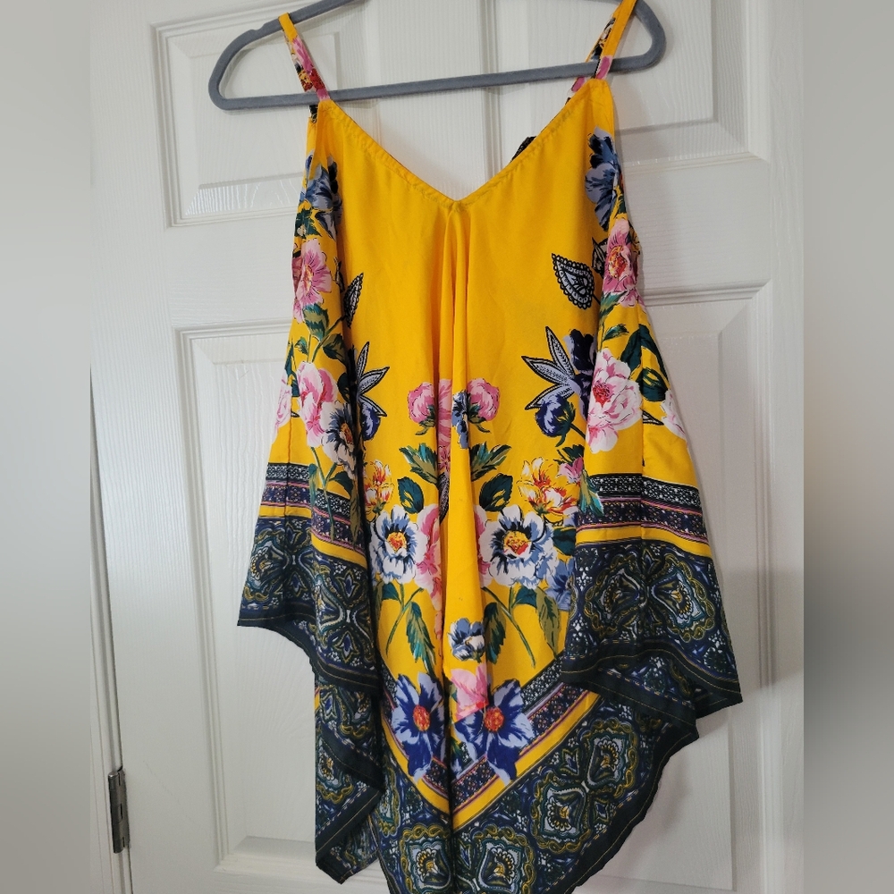 Unique Spectrum Womens Multicolor Sleeveless Scarf Top Floral Size Large